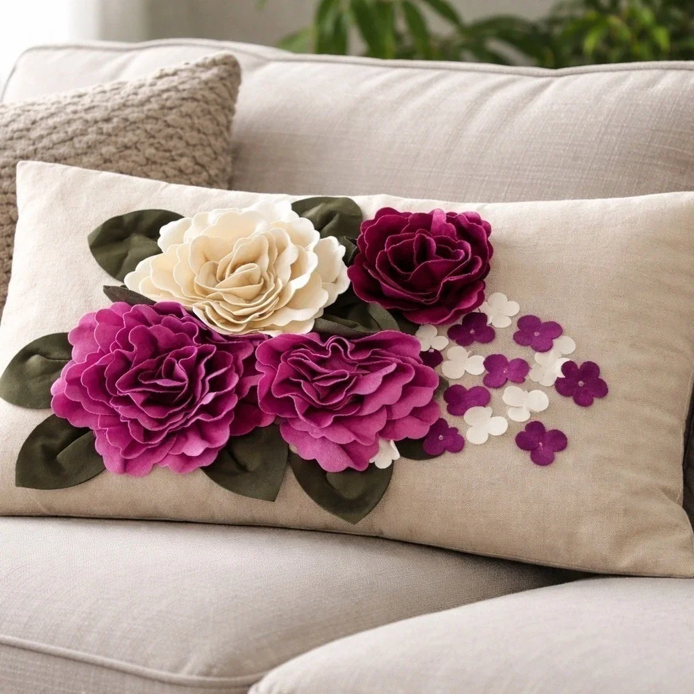 Anthropologie Inspired Floral Lumbar Pillow Cover 12x20